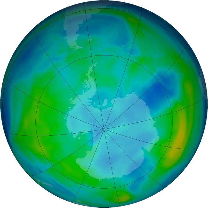 Antarctic ozone map for 19 May 2007